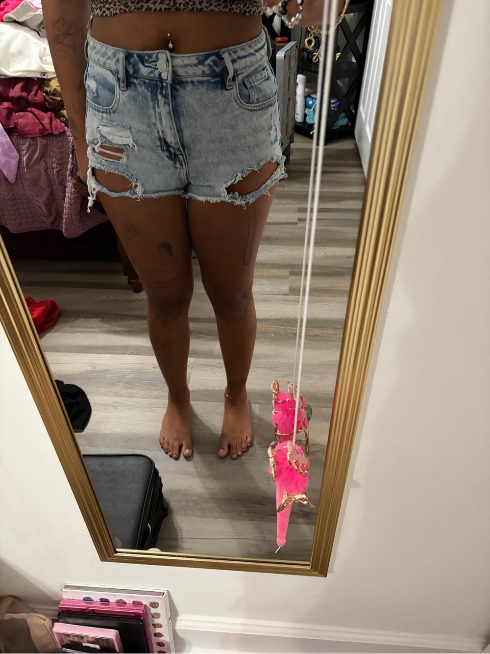 PacSun Light Blue Distressed Denim Cutoff Shorts